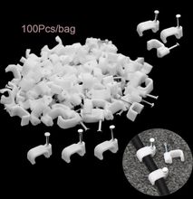 100pcs 10mm Square Steel Nail Cable Wire Wall Hanging Screw Clips Cable Clips